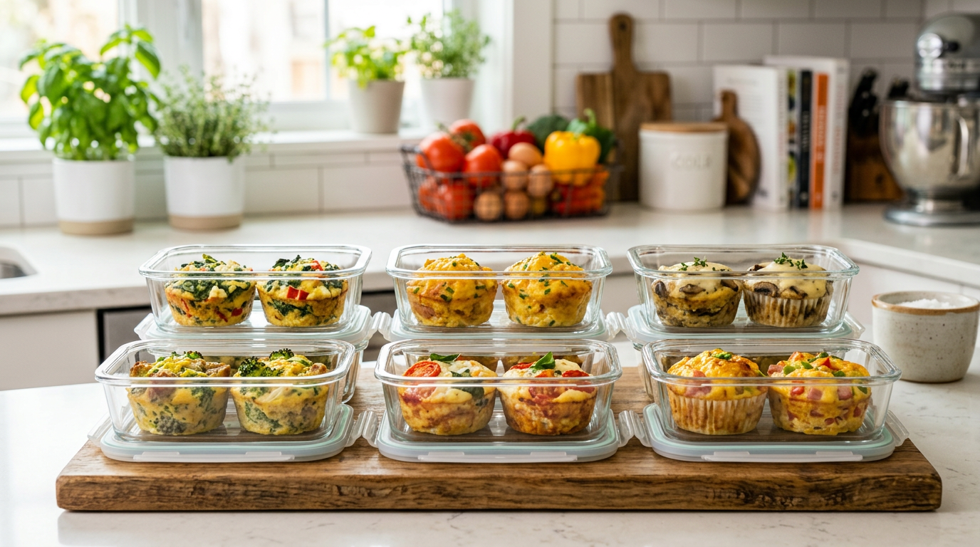 Egg muffin meal prep – 6 flavor variations
